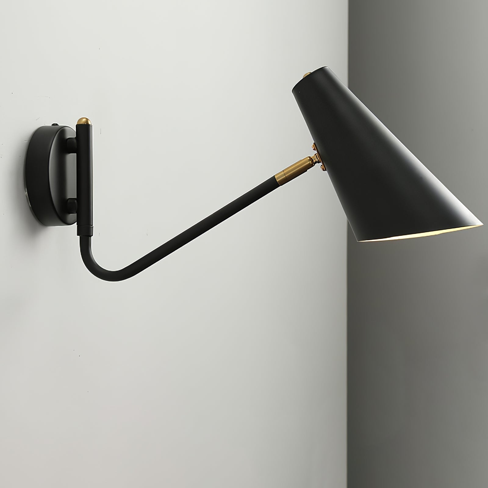 Modern Minimalist Adjustable Arm Wall Sconce with Conical Shade for Indoor Lighting
