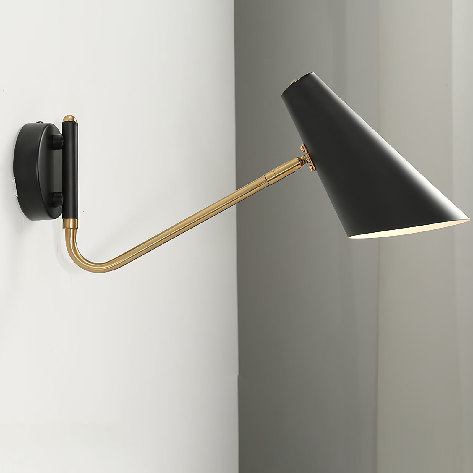 Modern Minimalist Adjustable Arm Wall Sconce with Conical Shade for Indoor Lighting