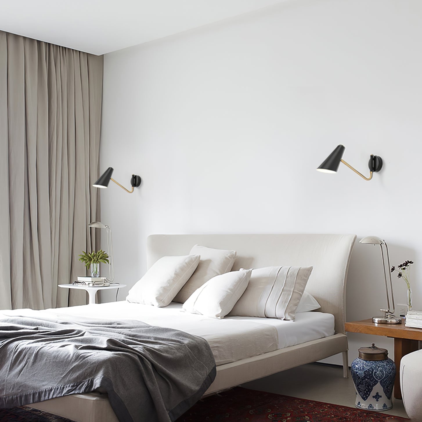Modern Minimalist Adjustable Arm Wall Sconce with Conical Shade for Indoor Lighting