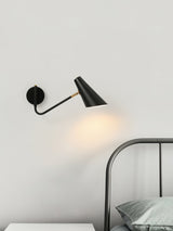 Modern Minimalist Adjustable Arm Wall Sconce with Conical Shade for Indoor Lighting