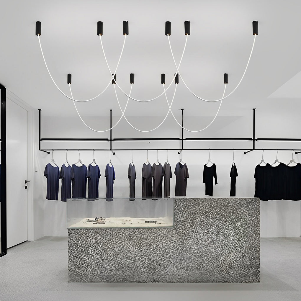 Modern Minimalist Artificial Leather Belt LED Pendant Lighting for High Ceiling Staircase and Villa