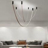Modern Minimalist Artificial Leather Belt LED Pendant Lighting for High Ceiling Staircase and Villa
