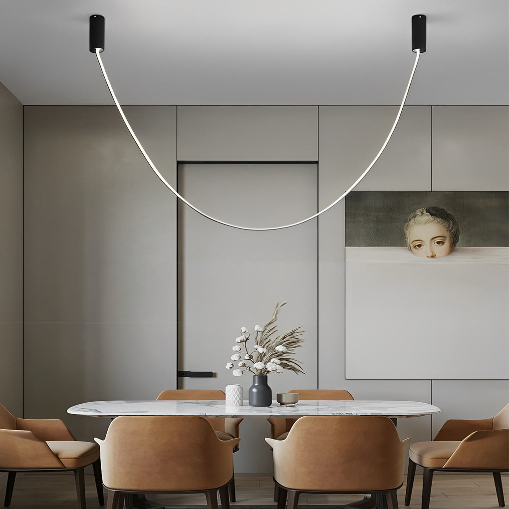 Modern Minimalist Artificial Leather Belt LED Pendant Lighting for High Ceiling Staircase and Villa