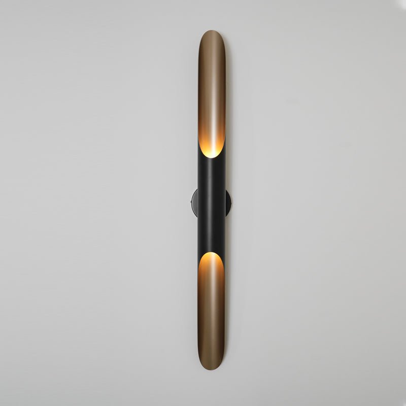Modern Minimalist Black and Gold Industrial Steel Wall Sconce Light for Indoor Decor