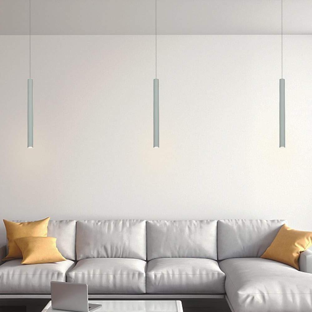 Modern Minimalist Black Cylindrical LED Pendant Light Adjustable Aluminum Stick Hanging Lamp