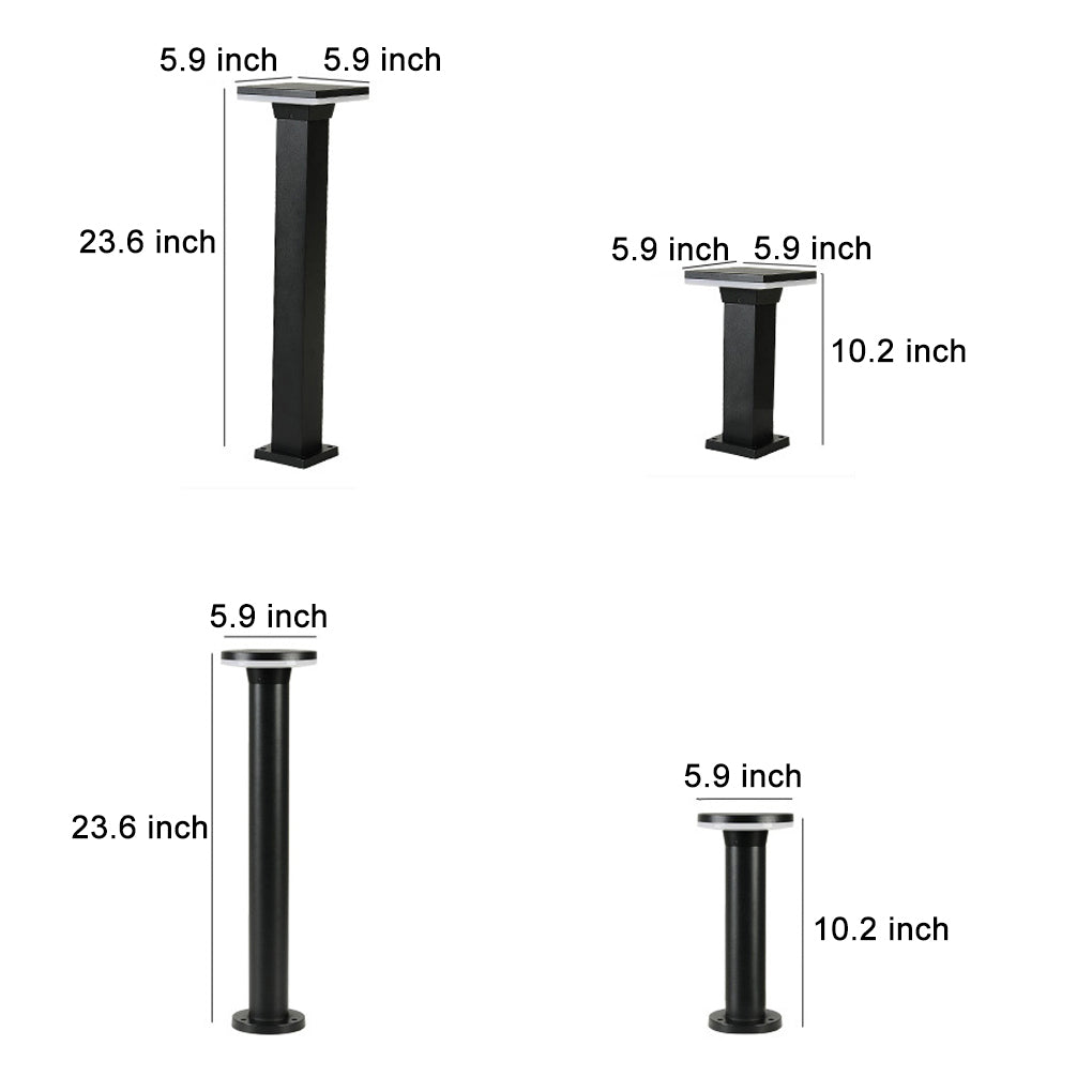 Modern Minimalist Black IP65 Waterproof LED Garden Lawn Path Bollard Landscape Lighting