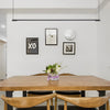 Modern Minimalist Black LED Linear Chandelier Stepless Dimming Nordic Pendant Light for Dining Room