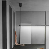 Modern Minimalist Black LED Linear Chandelier Stepless Dimming Nordic Pendant Light for Dining Room
