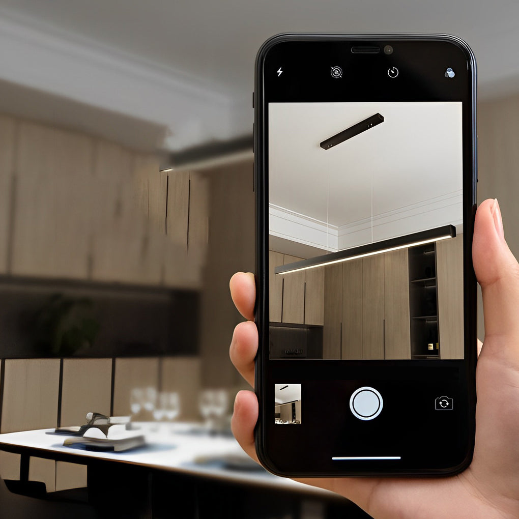 Modern Minimalist Black Linear LED Pendant Light Dimmable Strip Chandelier for Dining Room