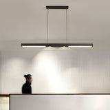 Modern Minimalist Black Linear LED Pendant Light Rectangle Strip Hanging Ceiling Fixture