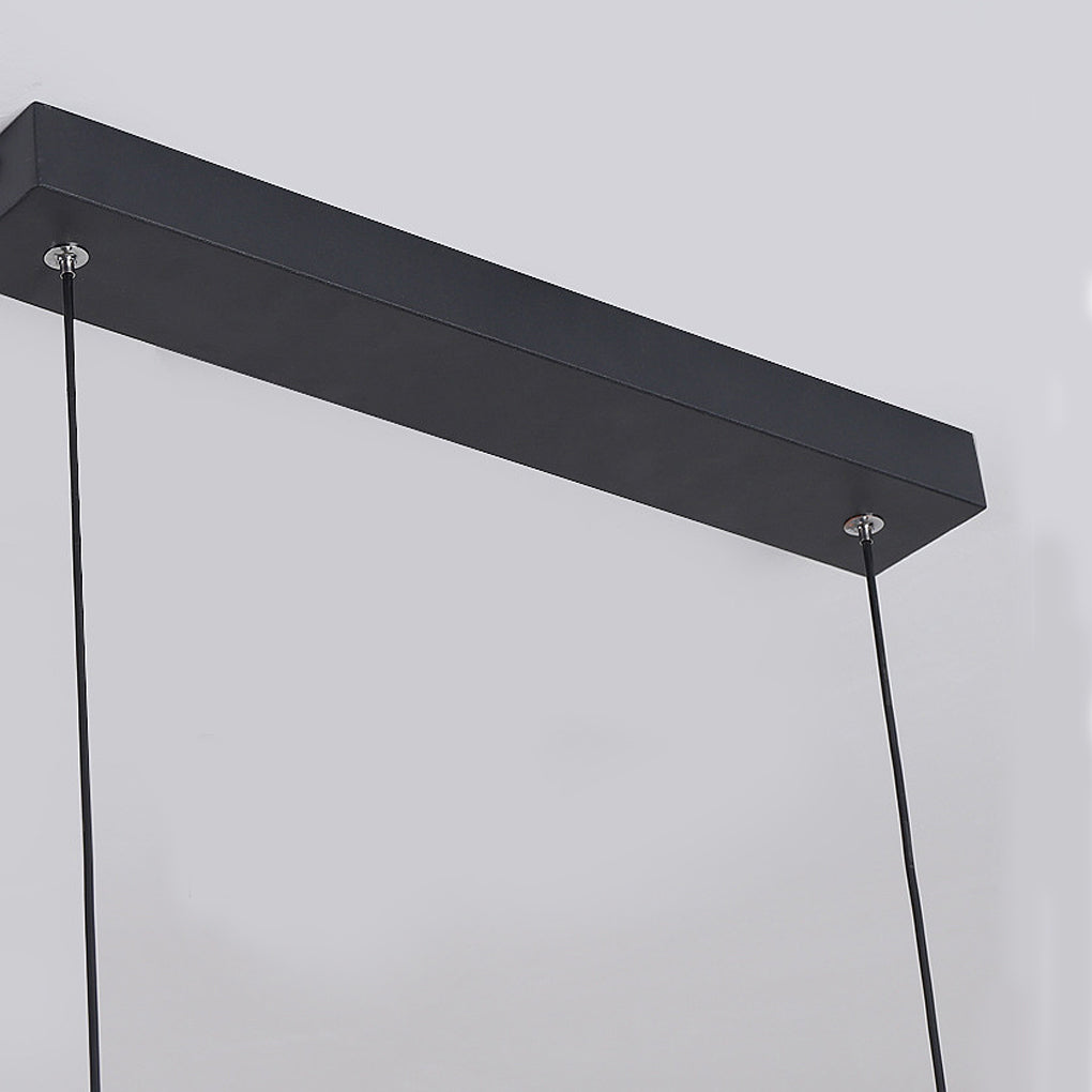 Modern Minimalist Black Linear LED Pendant Light Rectangle Strip Hanging Ceiling Fixture