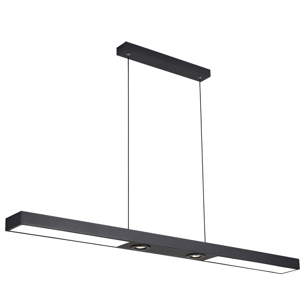 Modern Minimalist Black Linear LED Pendant Light Rectangle Strip Hanging Ceiling Fixture