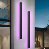 Modern Minimalist Black Outdoor LED Wall Sconce IP65 Waterproof Long Strip Porch Light