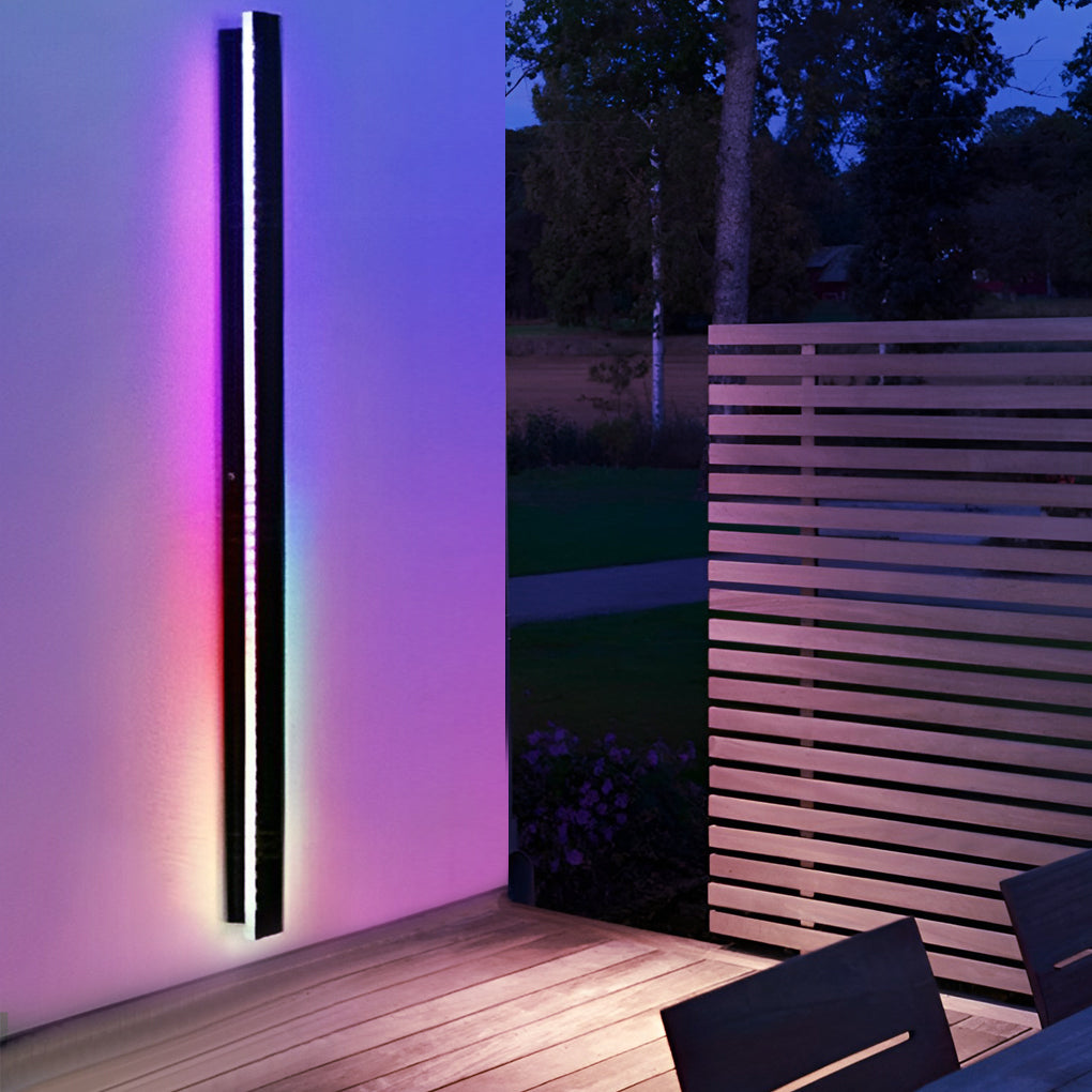 Modern Minimalist Black Outdoor LED Wall Sconce IP65 Waterproof Long Strip Porch Light