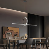 Modern Minimalist Black Ring LED Chandelier for Dining Room with 3 Step Dimming