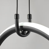 Modern Minimalist Black Ring LED Chandelier for Dining Room with 3 Step Dimming
