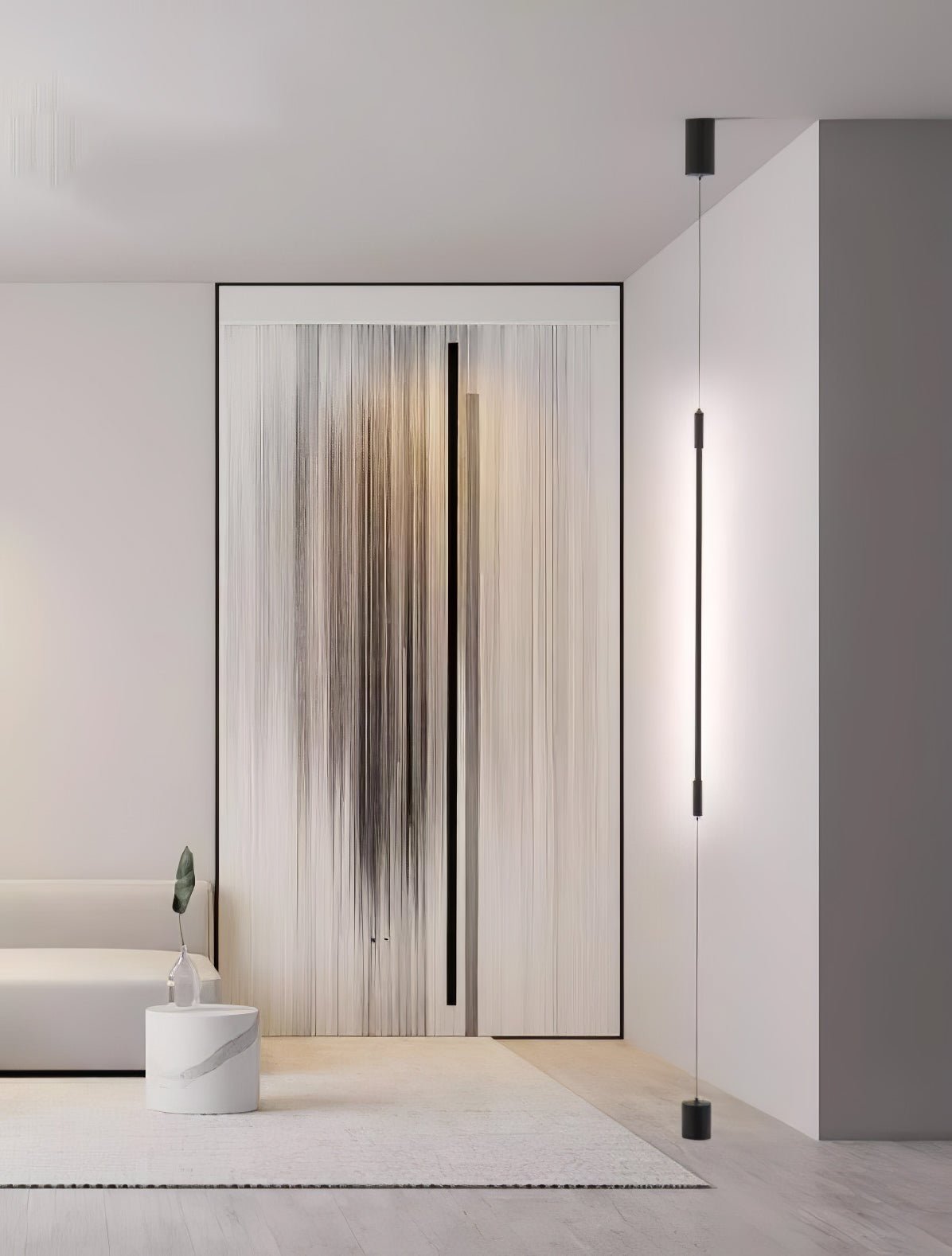 Modern Minimalist Black Slim Vertical LED Pendant Lamp for Contemporary Interiors