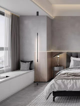 Modern Minimalist Black Slim Vertical LED Pendant Lamp for Contemporary Interiors