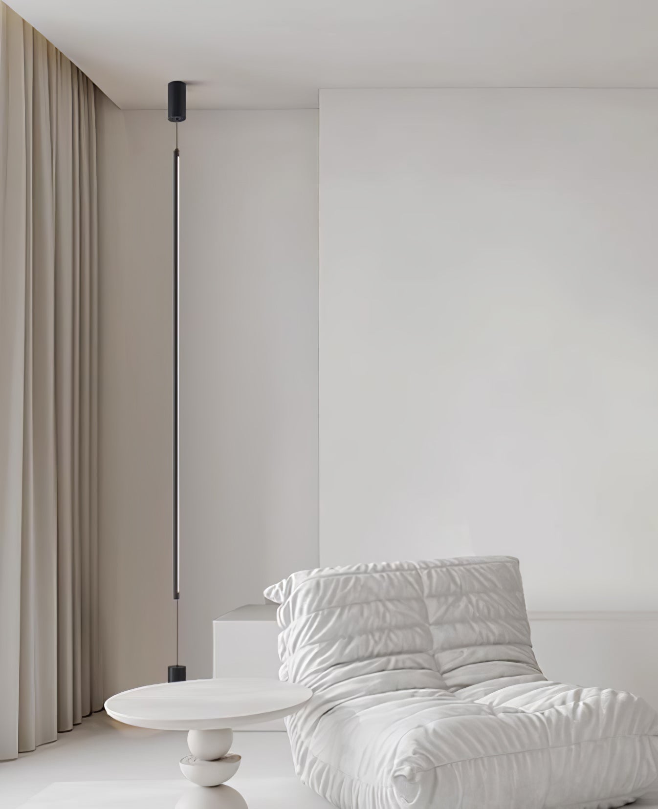 Modern Minimalist Black Slim Vertical LED Pendant Lamp for Contemporary Interiors