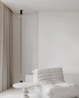 Modern Minimalist Black Slim Vertical LED Pendant Lamp for Contemporary Interiors