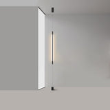 Modern Minimalist Black Slim Vertical LED Pendant Lamp for Contemporary Interiors
