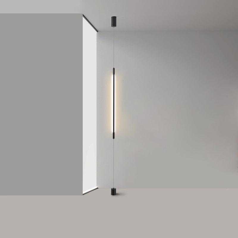 Modern Minimalist Black Slim Vertical LED Pendant Lamp for Contemporary Interiors