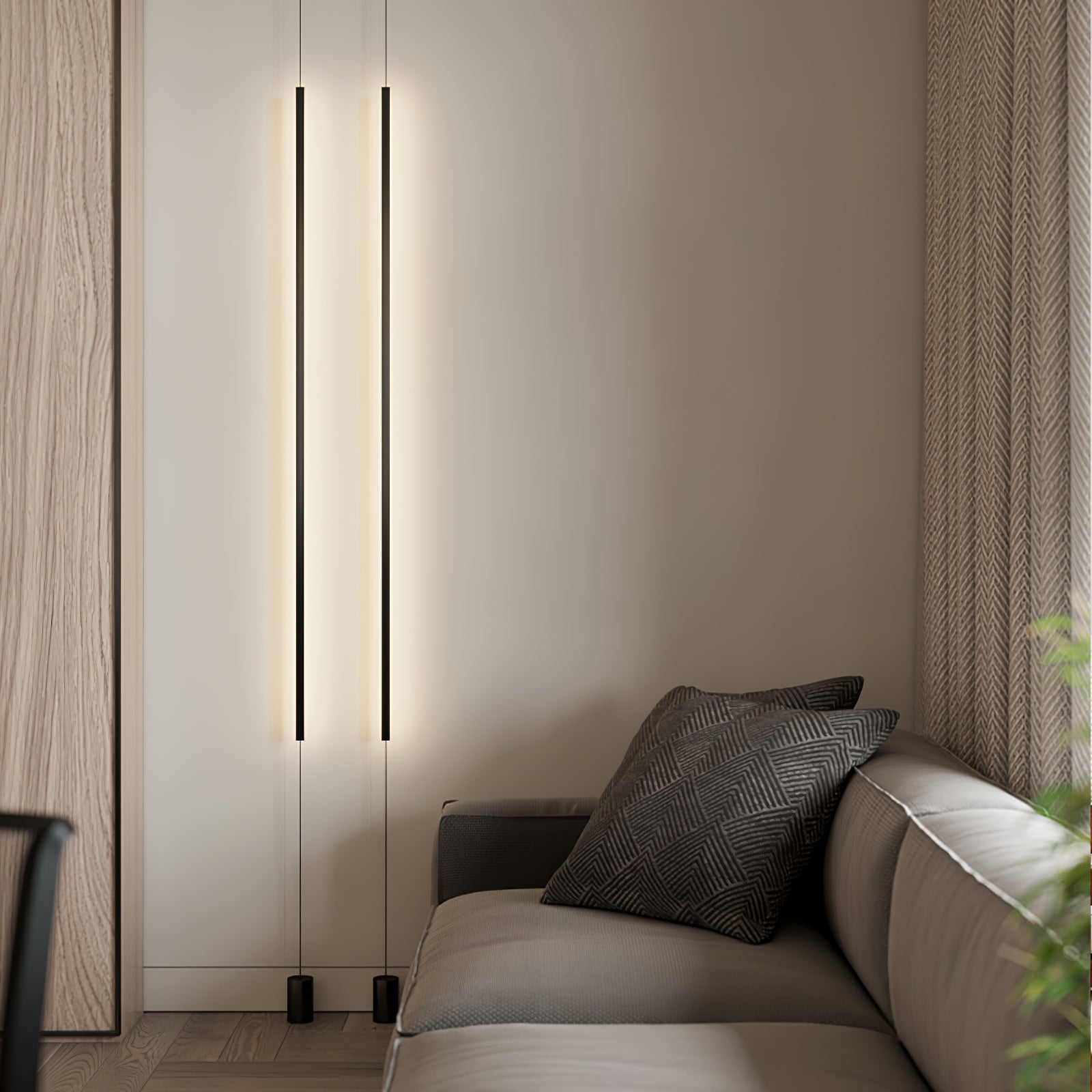 Modern Minimalist Black Slim Vertical LED Pendant Lamp for Contemporary Interiors
