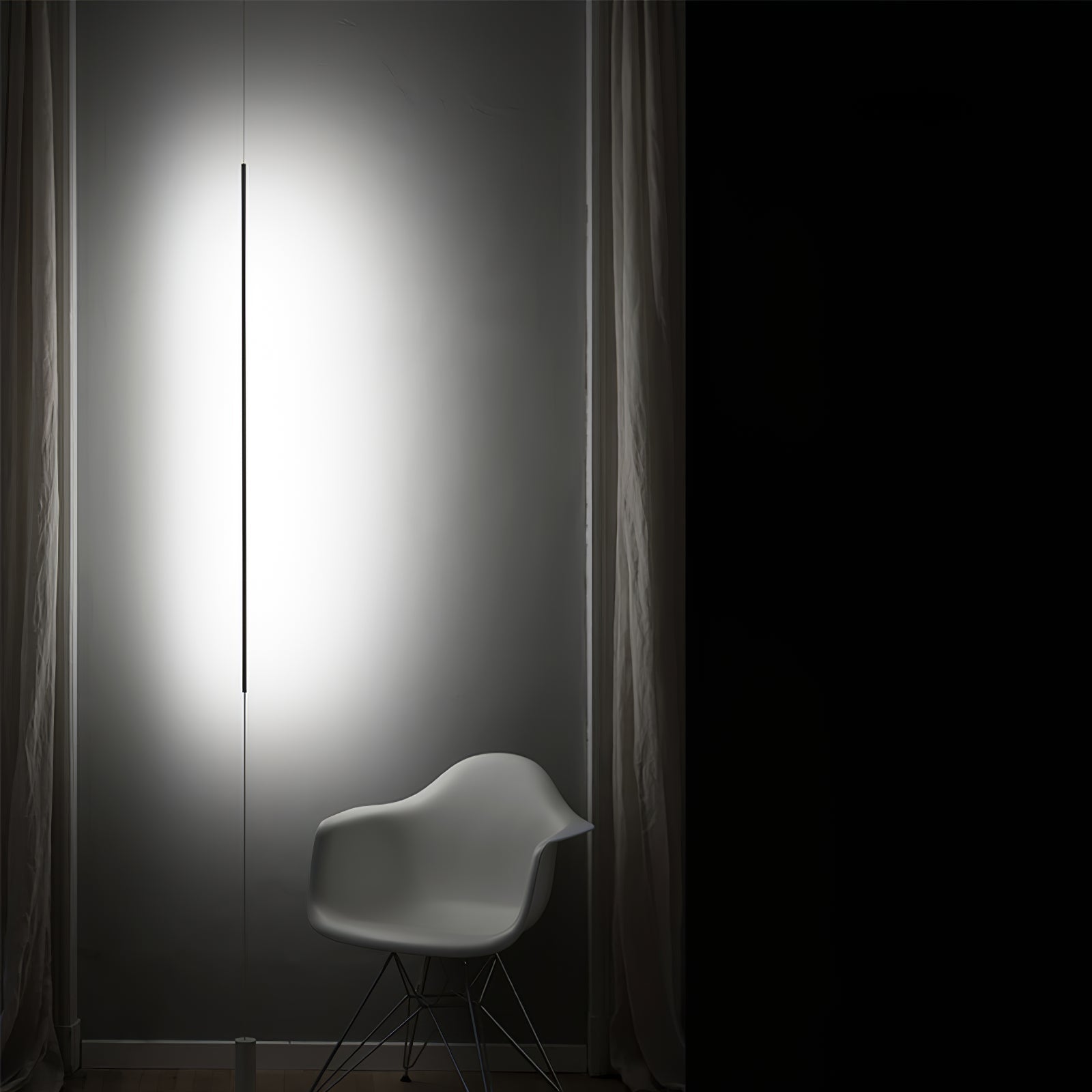 Modern Minimalist Black Slim Vertical LED Pendant Lamp for Contemporary Interiors