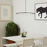 Modern Minimalist Circle Linear LED Pendant Light with Slender Wire Suspension