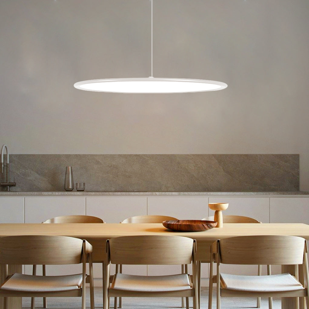 Modern Minimalist Circle Linear LED Pendant Light with Slender Wire Suspension