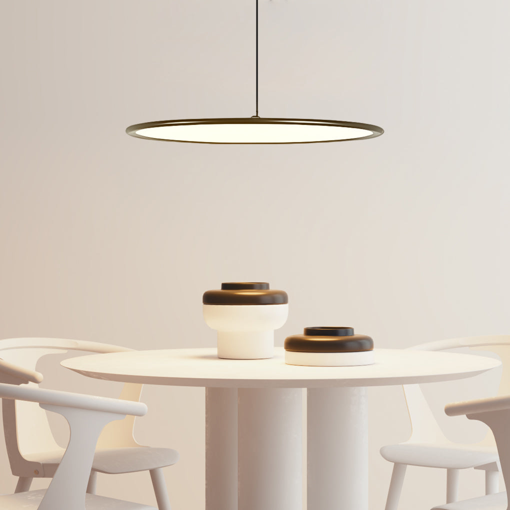Modern Minimalist Circle Linear LED Pendant Light with Slender Wire Suspension