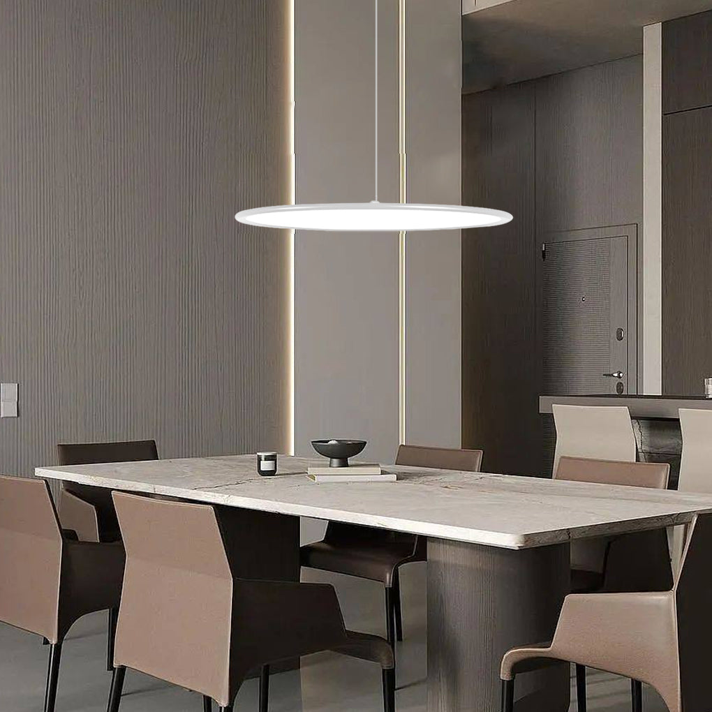 Modern Minimalist Circle Linear LED Pendant Light with Slender Wire Suspension
