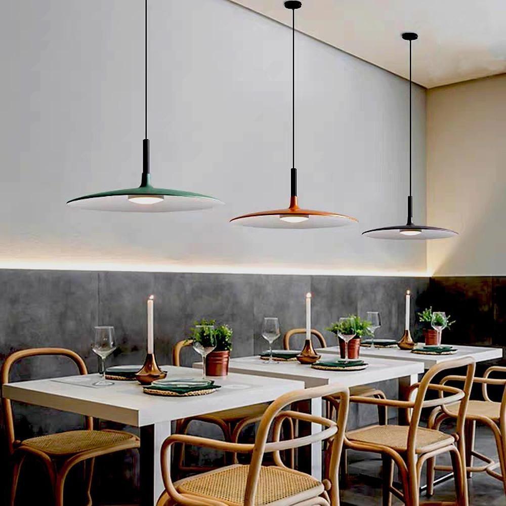 Modern Minimalist Circular LED Pendant Light Round Metal Hanging Fixture for Island