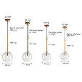 Modern Minimalist Clear Glass Globe Pendant Light with Iron Hardware for Dining Room