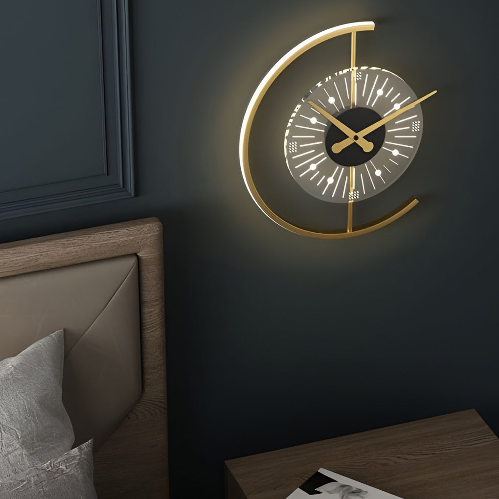 Modern Minimalist Clock Design LED Wall Lamp Warm White Indoor Sconce Lighting for Bedroom and Living Room