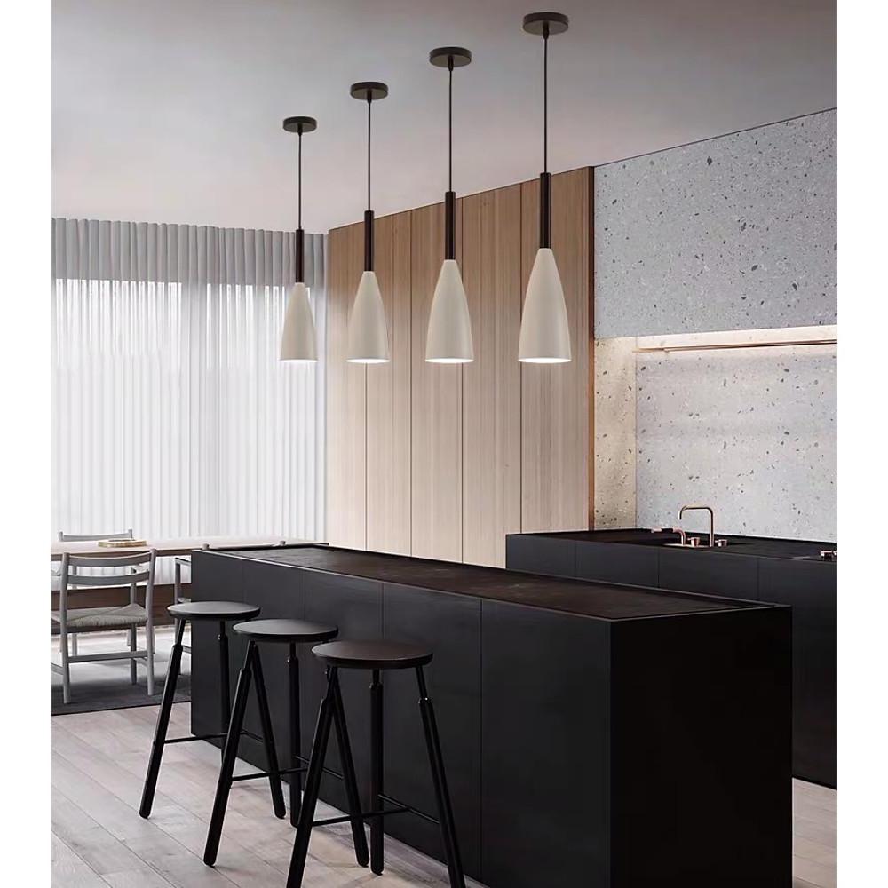 Modern Minimalist Cone LED Pendant Light Metal Hanging Lamp for Kitchen Island and Dining Room