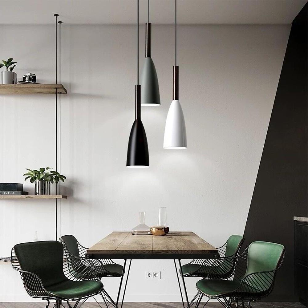 Modern Minimalist Cone LED Pendant Light Metal Hanging Lamp for Kitchen Island and Dining Room