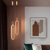 Modern Minimalist Copper LED Pendant Light with 3 Step Dimming Oval Ring Design for Dining Room