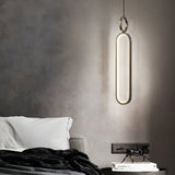Modern Minimalist Copper LED Pendant Light with 3 Step Dimming Oval Ring Design for Dining Room