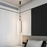 Modern Minimalist Copper LED Pendant Light with 3 Step Dimming Oval Ring Design for Dining Room
