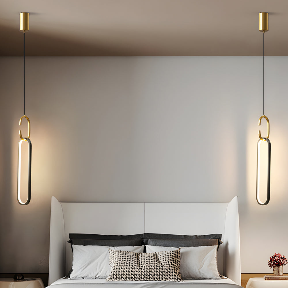 Modern Minimalist Copper LED Pendant Light with 3 Step Dimming Oval Ring Design for Dining Room
