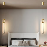 Modern Minimalist Copper LED Pendant Light with 3 Step Dimming Oval Ring Design for Dining Room