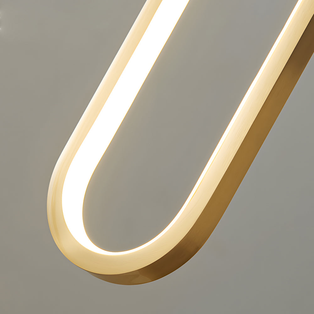 Modern Minimalist Copper LED Pendant Light with 3 Step Dimming Oval Ring Design for Dining Room