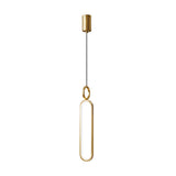 Modern Minimalist Copper LED Pendant Light with 3 Step Dimming Oval Ring Design for Dining Room