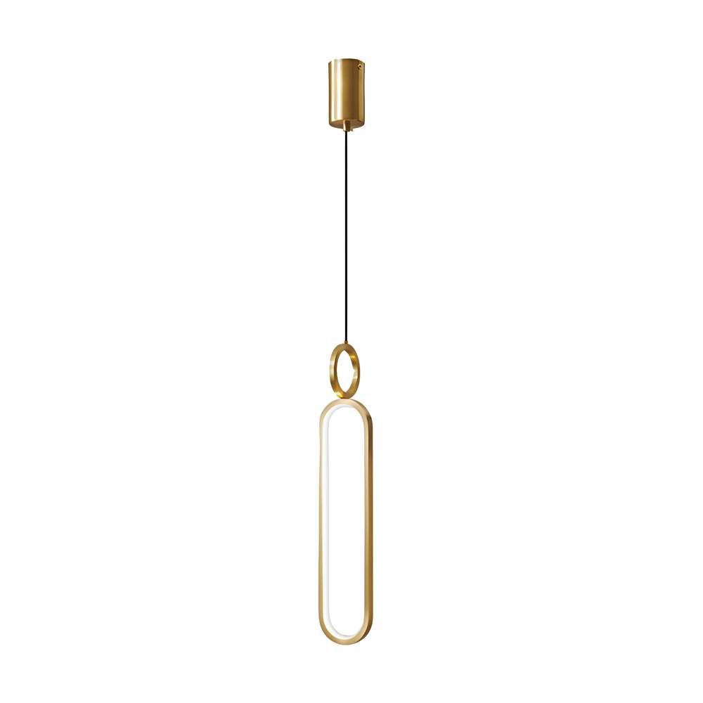 Modern Minimalist Copper LED Pendant Light with 3 Step Dimming Oval Ring Design for Dining Room