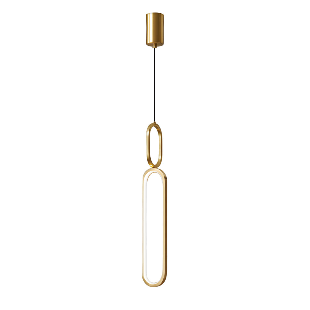 Modern Minimalist Copper LED Pendant Light with 3 Step Dimming Oval Ring Design for Dining Room
