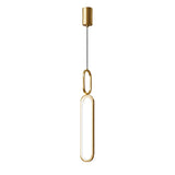 Modern Minimalist Copper LED Pendant Light with 3 Step Dimming Oval Ring Design for Dining Room
