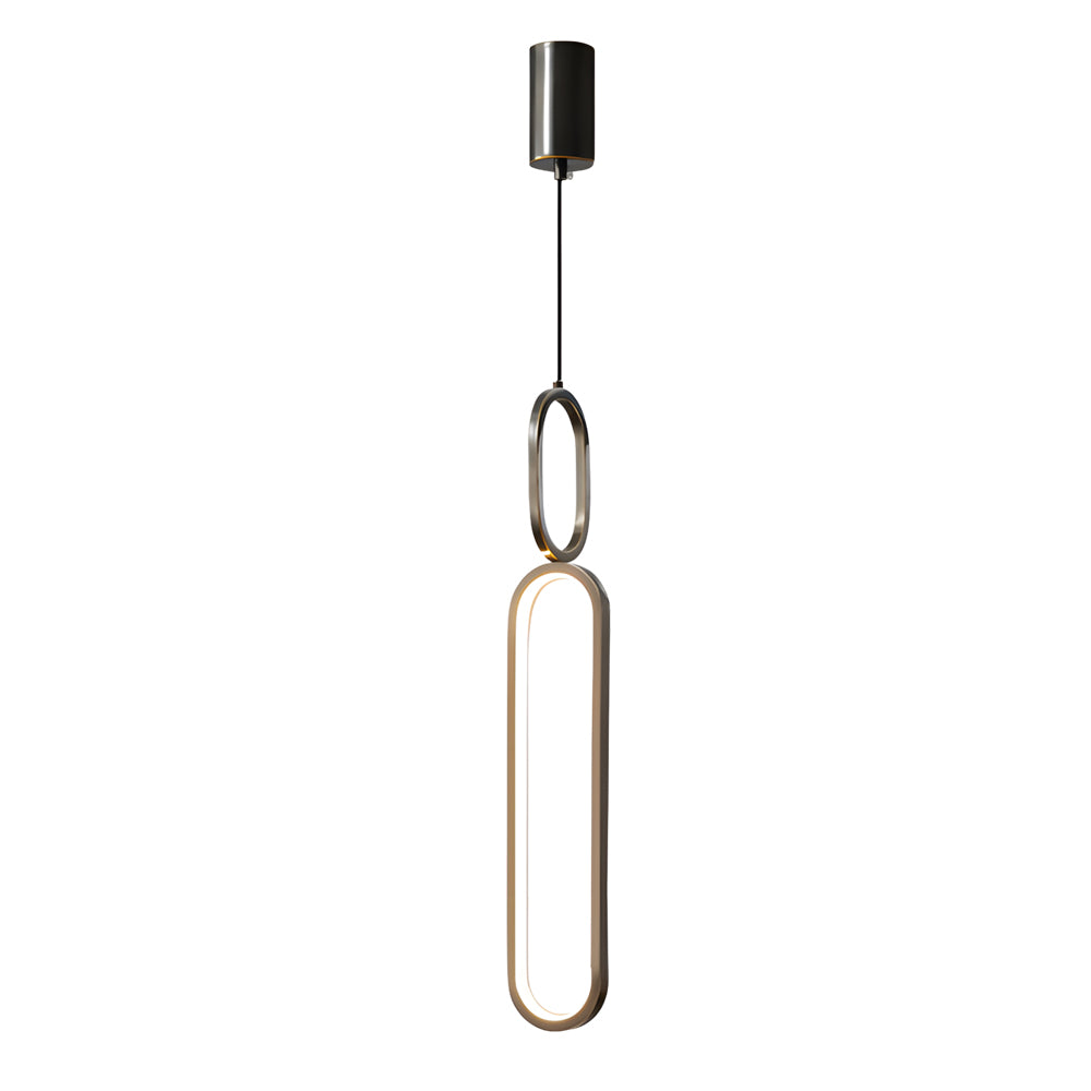 Modern Minimalist Copper LED Pendant Light with 3 Step Dimming Oval Ring Design for Dining Room