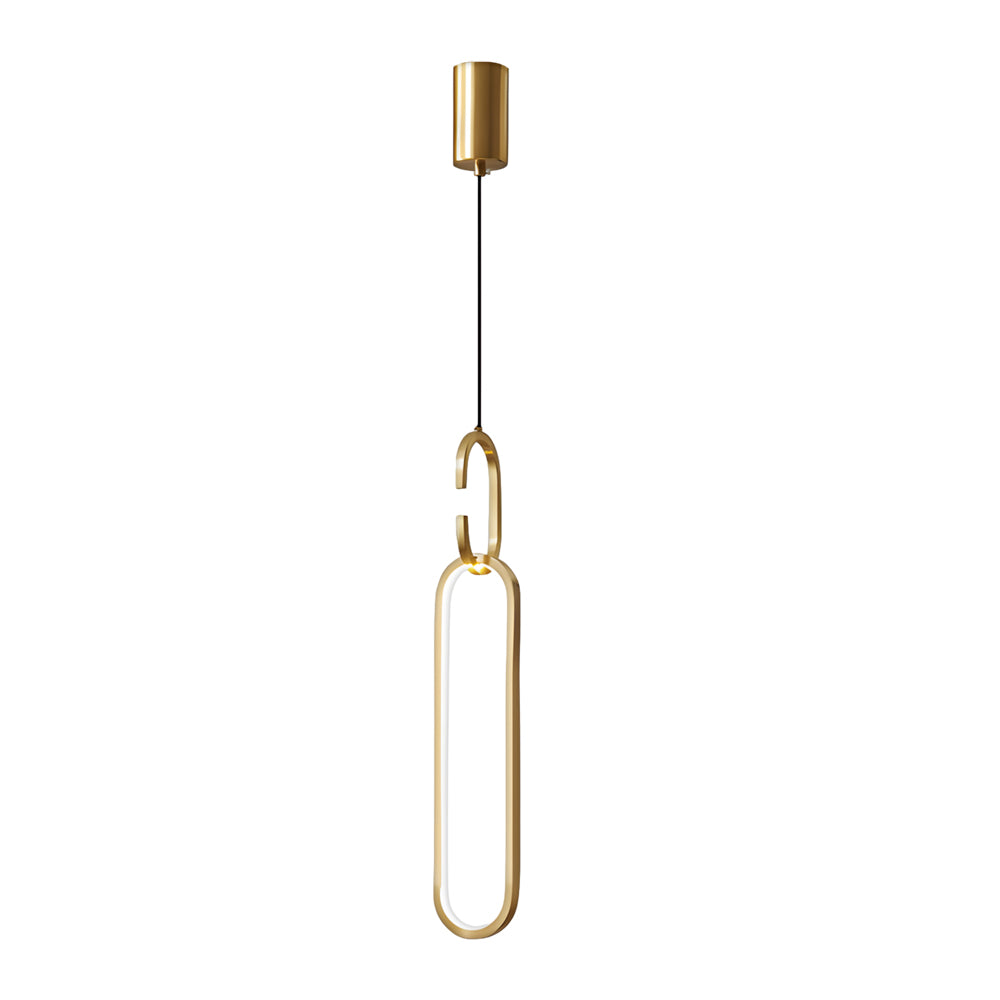 Modern Minimalist Copper LED Pendant Light with 3 Step Dimming Oval Ring Design for Dining Room