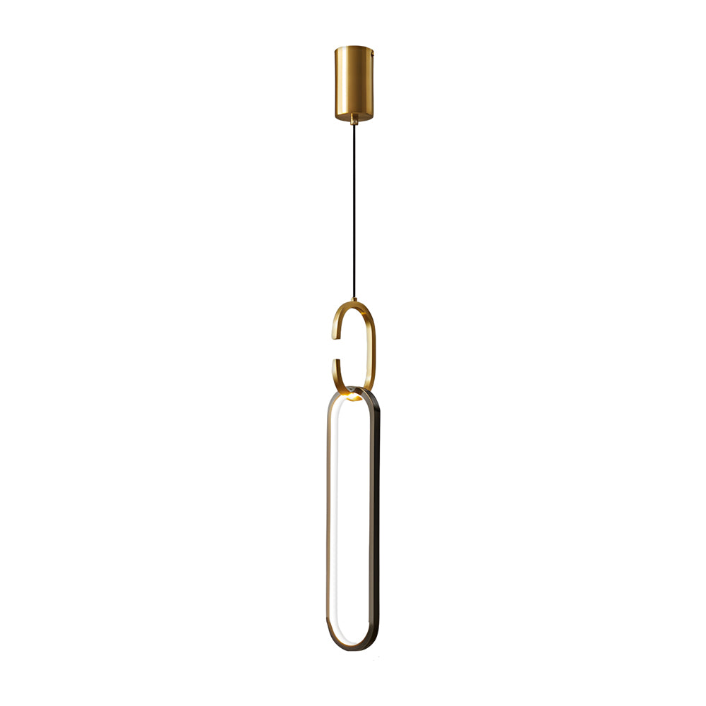 Modern Minimalist Copper LED Pendant Light with 3 Step Dimming Oval Ring Design for Dining Room